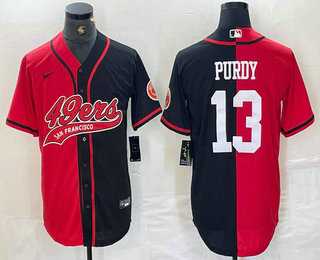 Men%27s San Francisco 49ers #13 Brock Purdy Red Black Two Tone Cool Base Stitched Baseball Jersey->san francisco 49ers->NFL Jersey